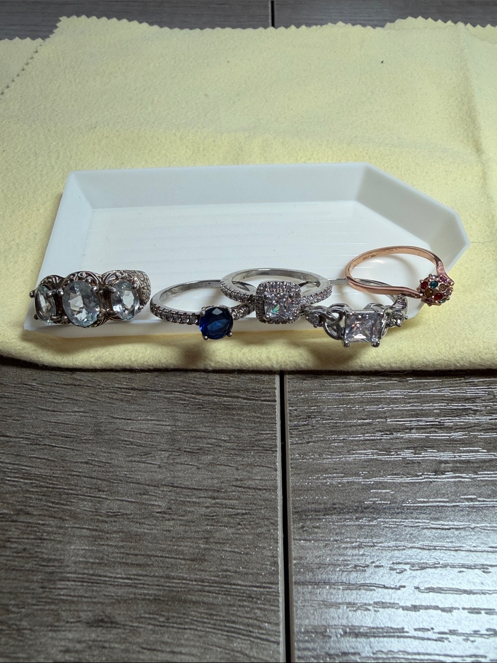 Classic Silver Rings with aquamarine, sapphire, clear and multicolored jewels